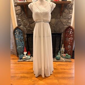 Elegant White Evening Gown formal or wedding dress